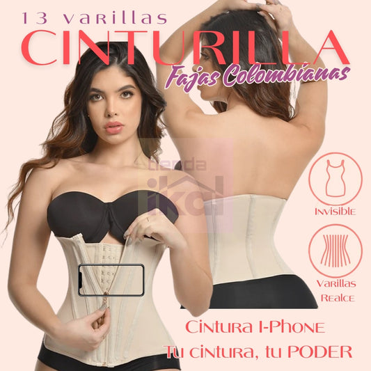 Cinturilla Modeladora Abdominal Powernet con 13 Varillas y Cremallera